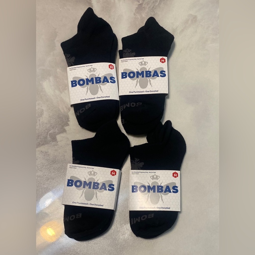 Bombas Unisex Socks Black In Bundle. Sz: M.